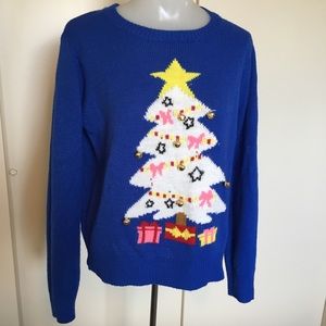 Blue Christmas sweater with bells